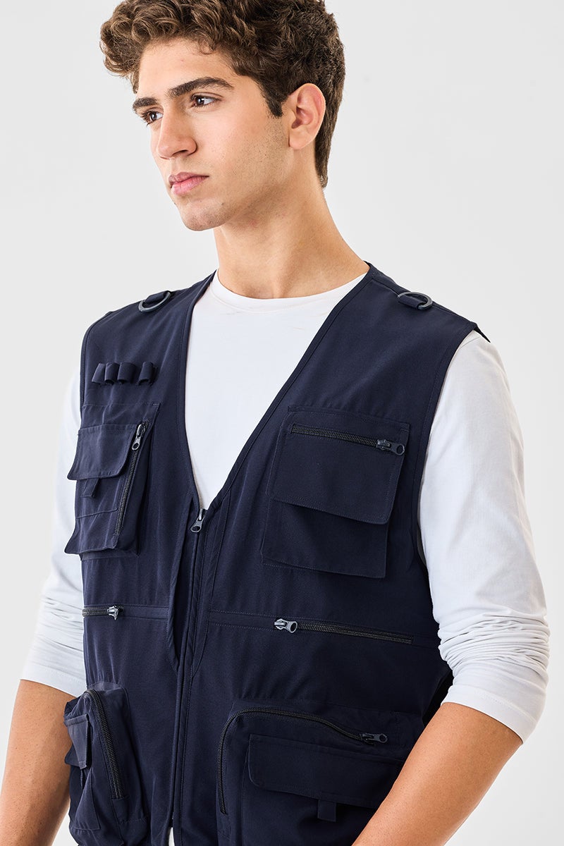 SNITCH Regular Fit Stretch Utility Gilet Jacket - Image 3